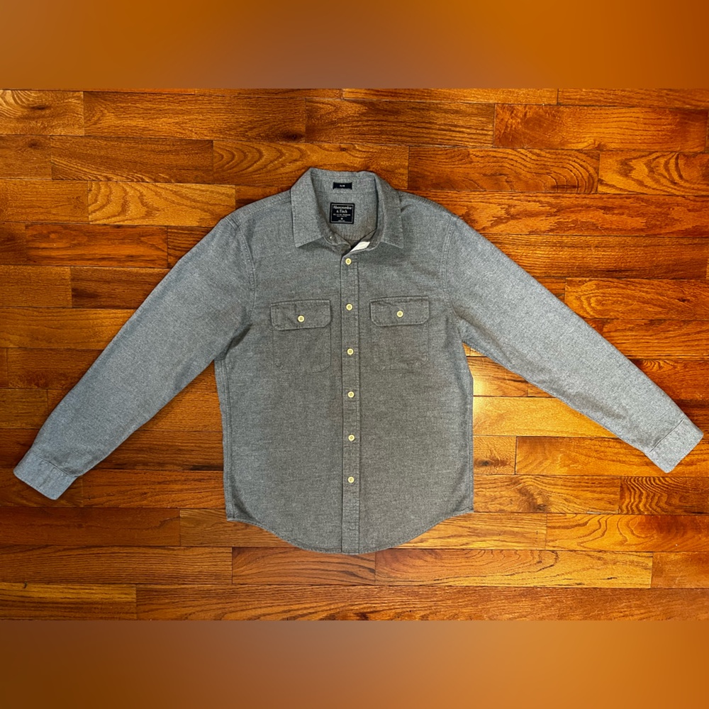 Abercrombie CottonAbercrombie & Fitch Grey Flannel Shirt Mens Medium Preowned
